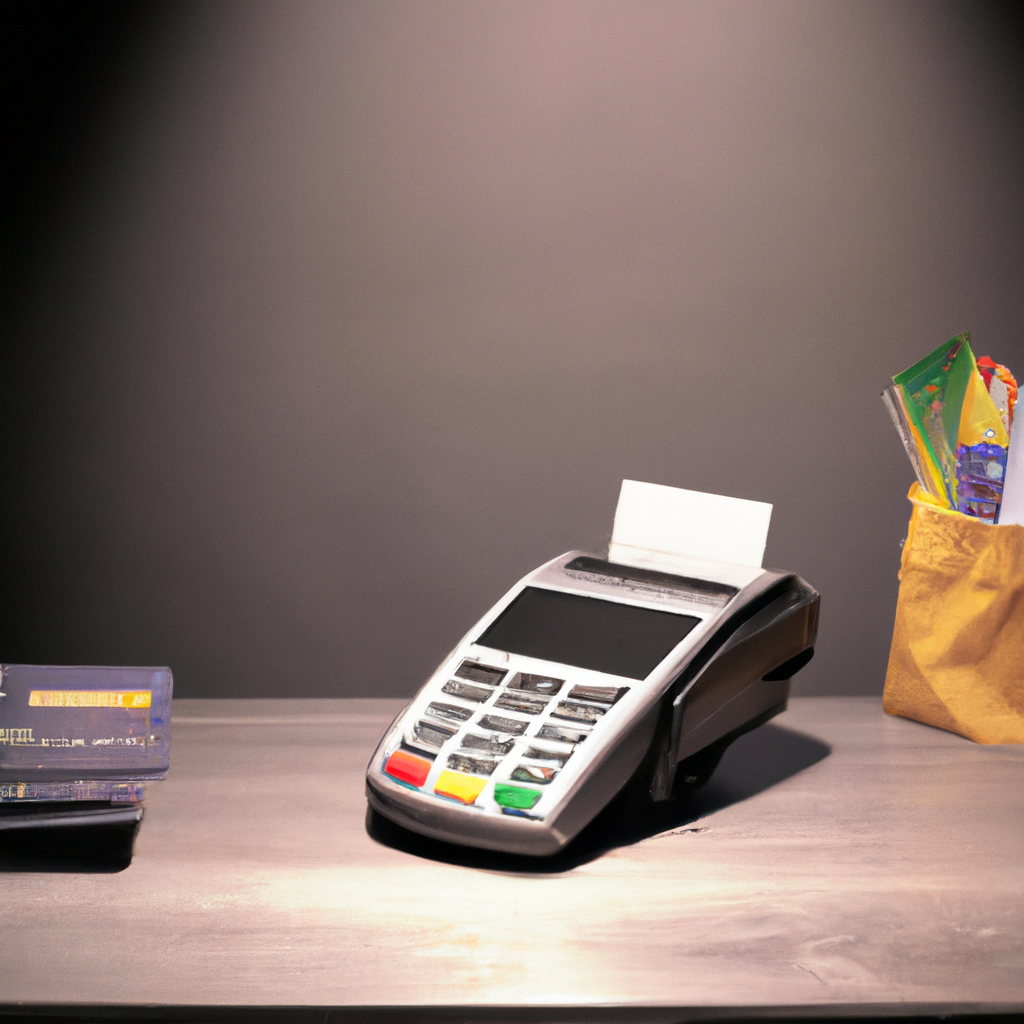 スタジオ受付カウンターでの現金とクレジットカード決済のイメージ