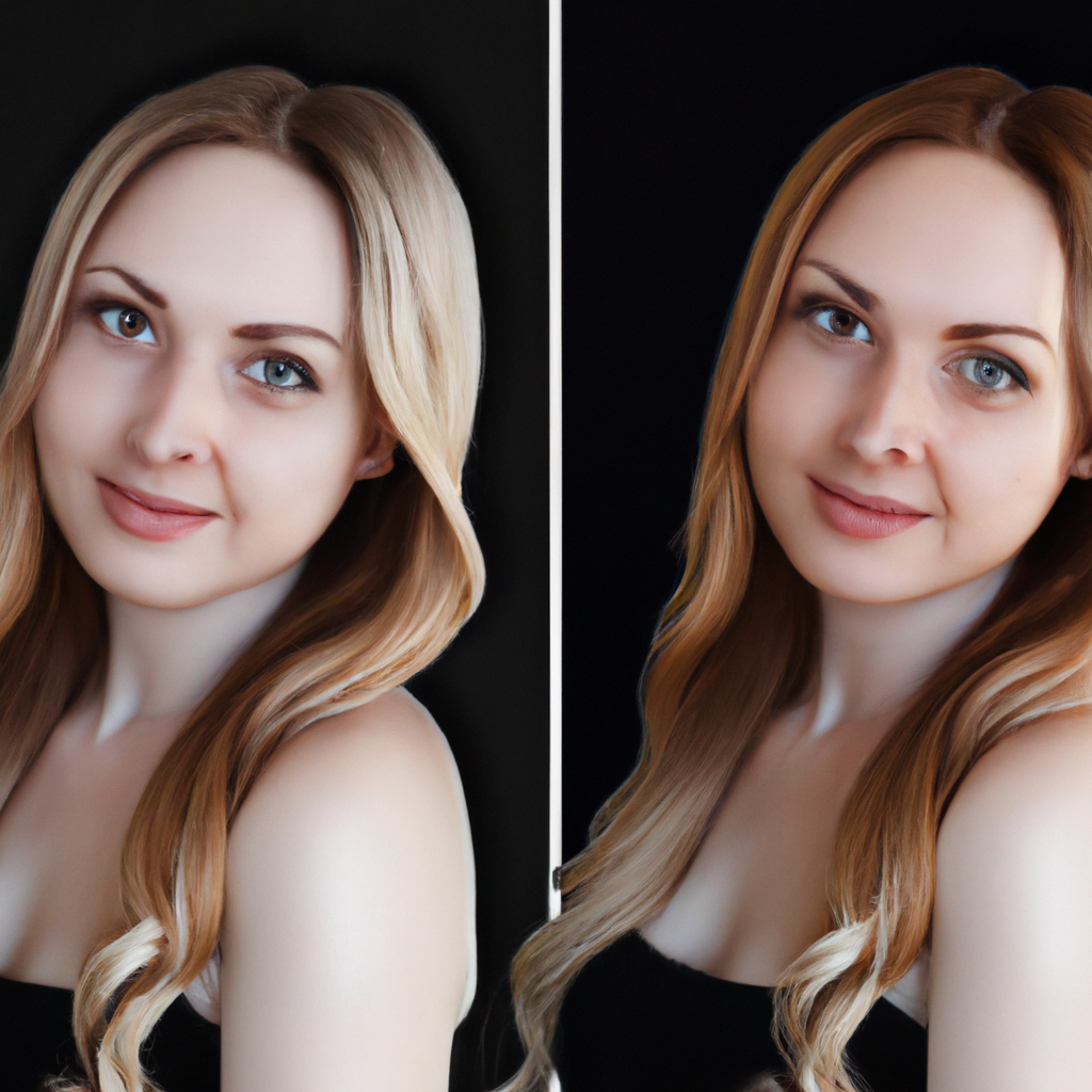 ビフォーアフターで比較するポートレートの肌レタッチ例
